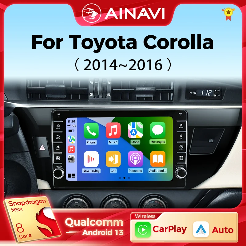 

Ainavi 2Din Android 13 Knob Control Car Radio For Toyota Corolla 11 2012-2016 E170 E180 Multimedia Player Carplay Auto Stereo