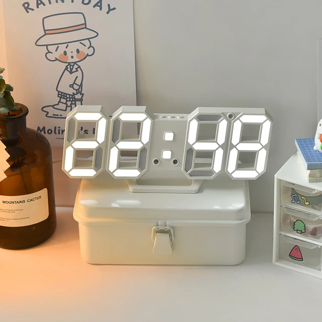 3D LED Digital Alarm Clock Three-dimensional Wall Clock Hanging Watch Table Calendar Thermometer Electronic Clock Furnishings 6