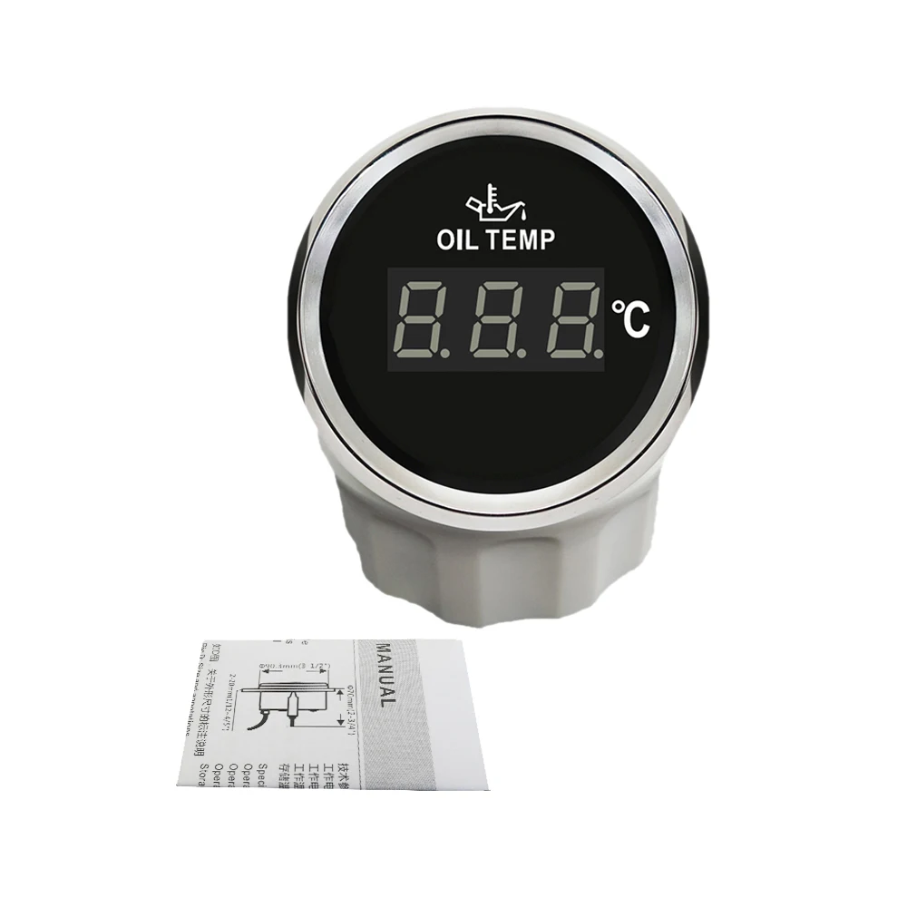 엘링 최신 방수 52mm 오일 온도계 게이지 미터 신호 50-150 ℃   RV 자동차 트럭 선박 9-32V용 빨간색 백라이트 포함