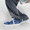 Harajuku style Blue Men's Canvas Shoes 45 Size Spring Low cut Vulcanize Sneakers Men Breathable Lace Up Skateboard Shoes Men 2