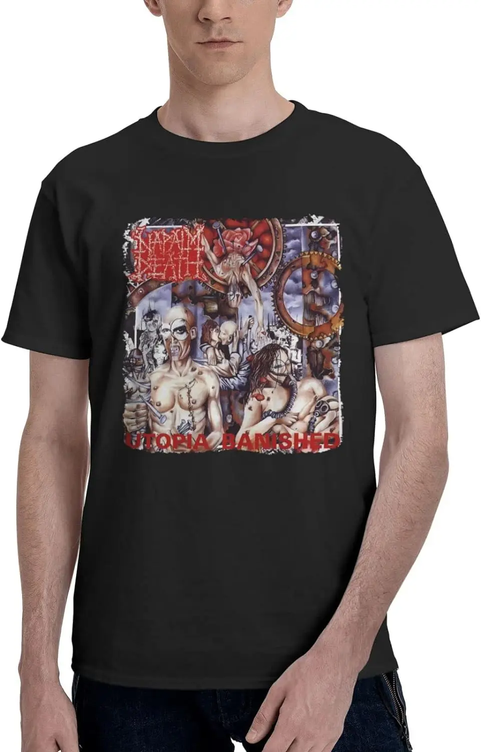 

Napalm Death Utopia Banished T Shirt Mens Summer Cotton Comfort Short Sleeve Round Neckline Shirts