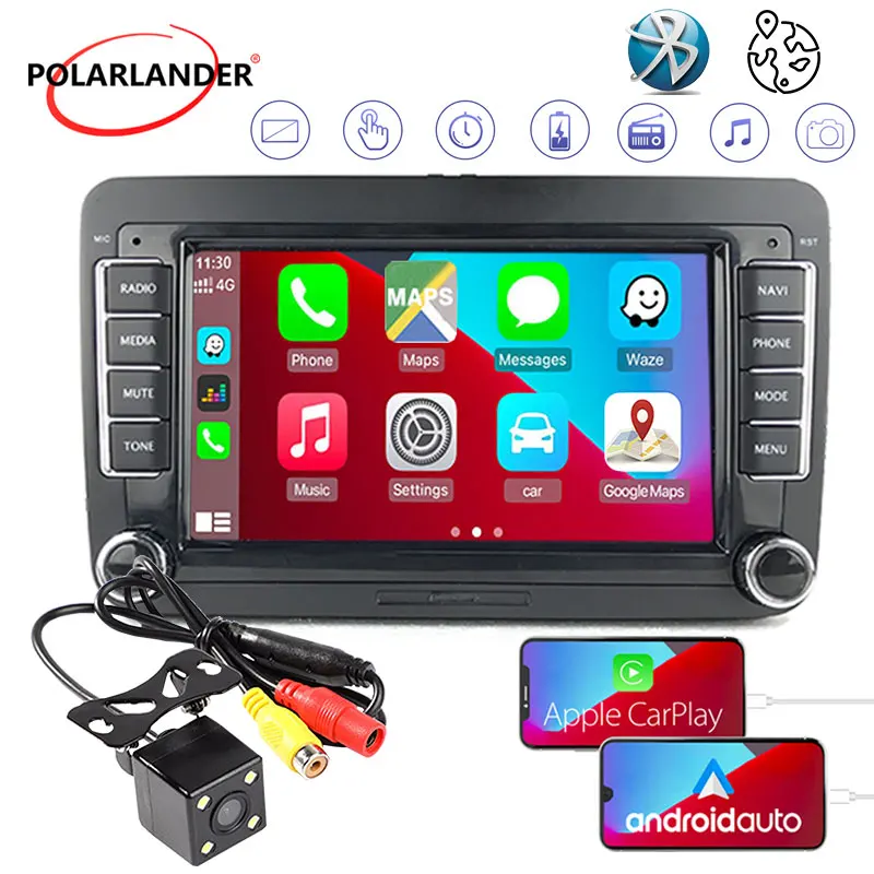 

Car Multimedia Player 2 Din 7 Inch Android Auto GPS WIFI Bluetooth Mirror Link For Bora Golf Polo Volkswagen Passat B6 B7 Touran