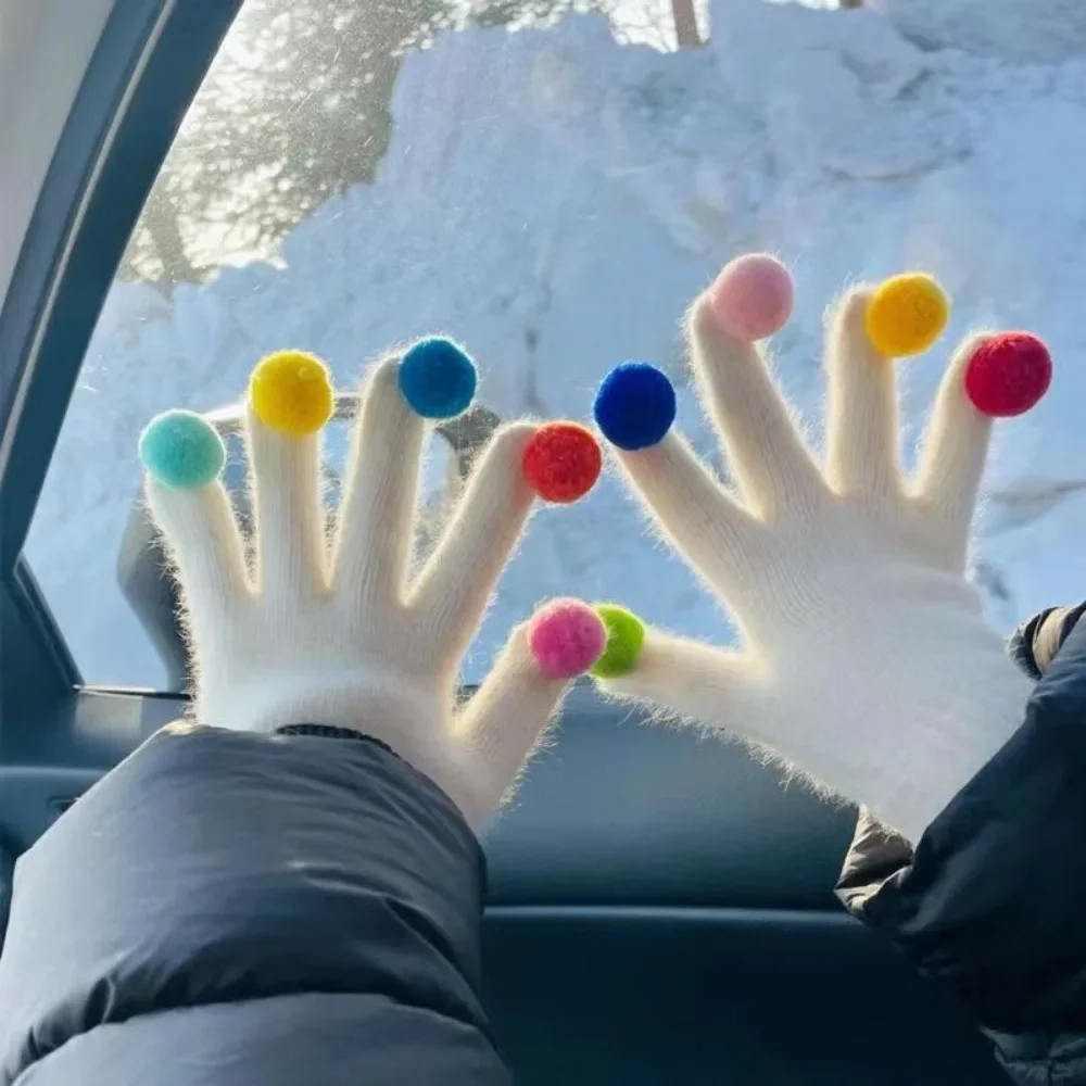 

2023 Touch Screen Gloves for Playing Phone Women Winter Thicken Warm Knitted Stretch Gloves Full Finger Outdoor Skiing Gloves