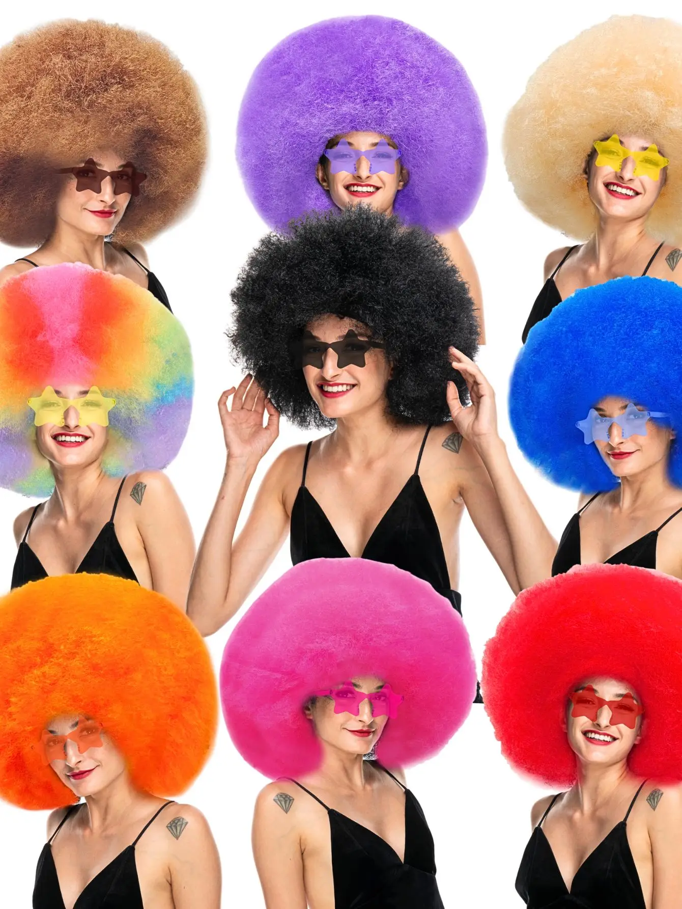 Oversized Fluffy Curly Hair Wig Multi-Color High Temperature