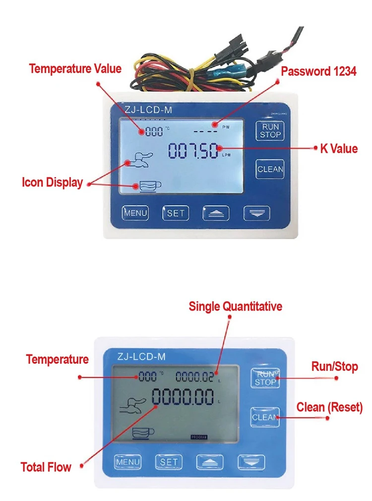 Automatic Flow Control Meter Set ZJ-LCD-M DN8-25 DC24V Liquid Filling Machine Fl