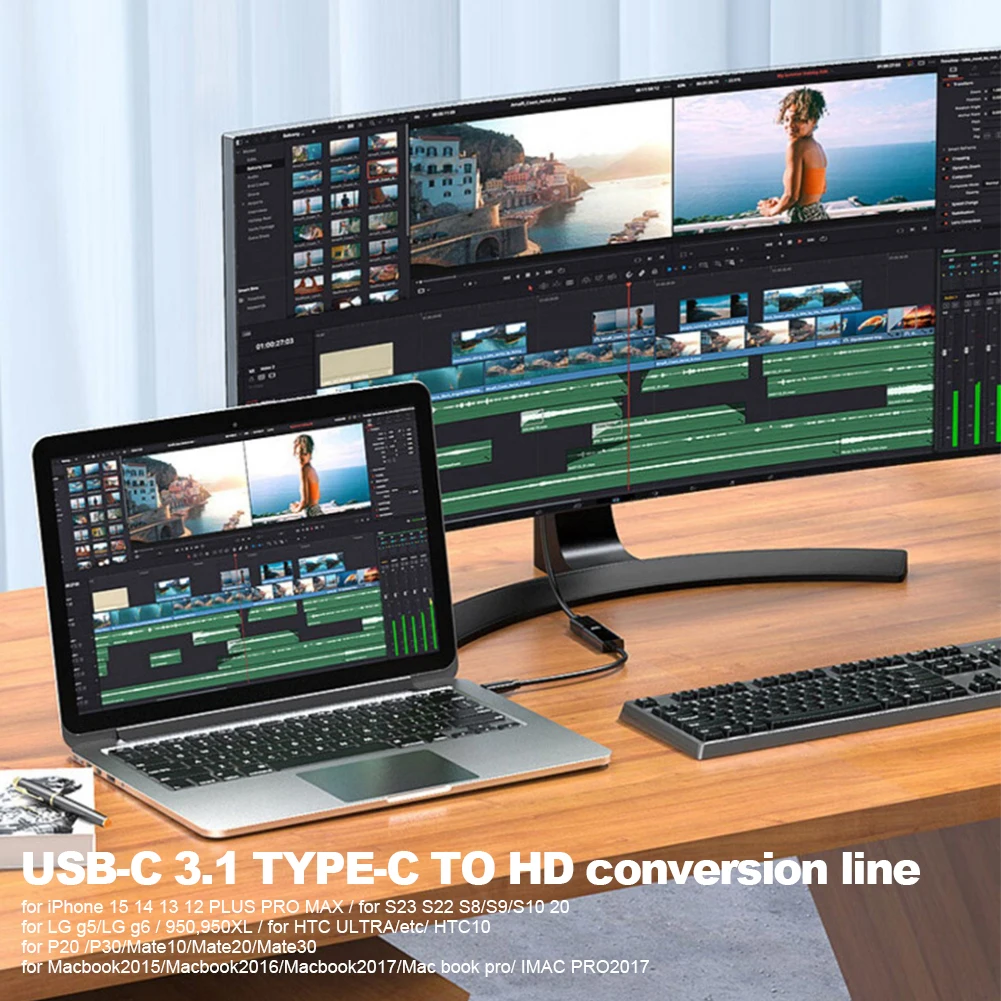 USB 3.1 C Ÿ HD  ,    ȯ ̺, ƺ,  15, Ｚ  S23 S22 , 4K @ 60Hz