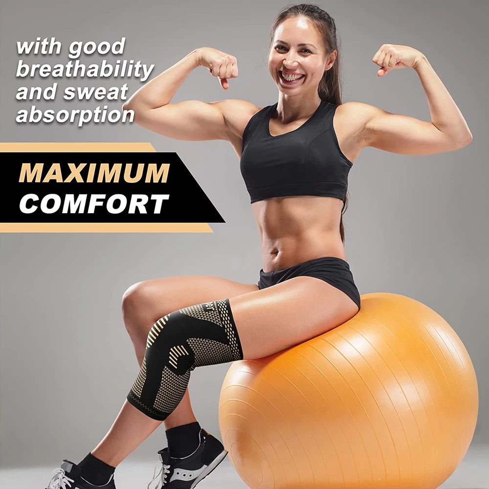 1Pcs Copper Knee Protector Joint Support Knee Pads for Arthritis Joint Pain Relief Compression Sleeve for Sports Fitness