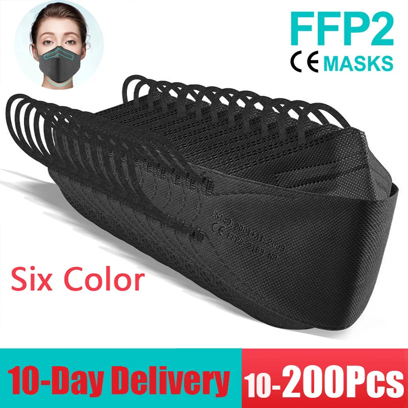 10 Days Delivery! Approved FFP2 Mask Hygienic Safety Dust Respirator Reusable Adult Face Masks FPP2 Mascarillas KN95 Fish Mask 100 pieces kn95 ffp2 mask kn95 fliter safety dust fpp2 kn95 mask respirator n95 mask face dustproof protective mascarillas