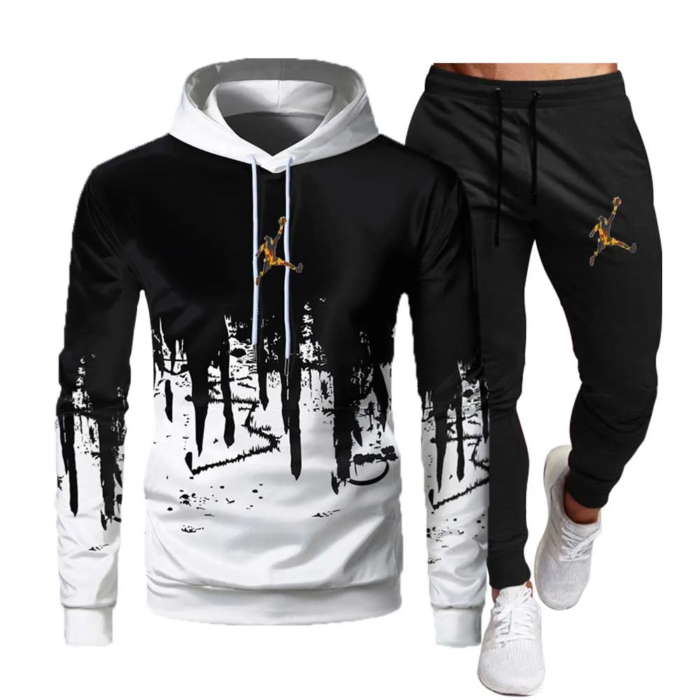 2024 New Spring Autumn Men's Tracksuit Hoodies Sweatshirts SweatPants Two Piece Sets Sportswear Men's Clothing S-3XL