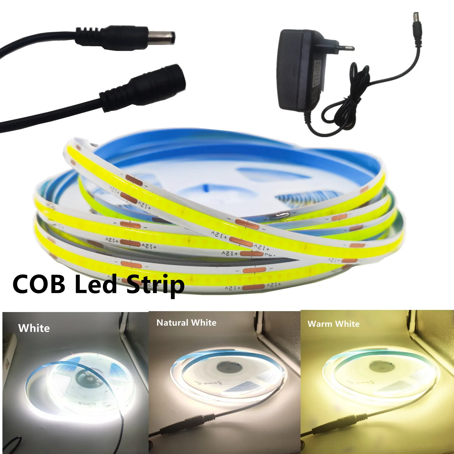 

COB LED Strip 5M 10M 280 300 LEDs High Density Flexible COB LED Lights DC12V 24V RA90 3000K 4000K 6000K LED Tape 5m/lot.