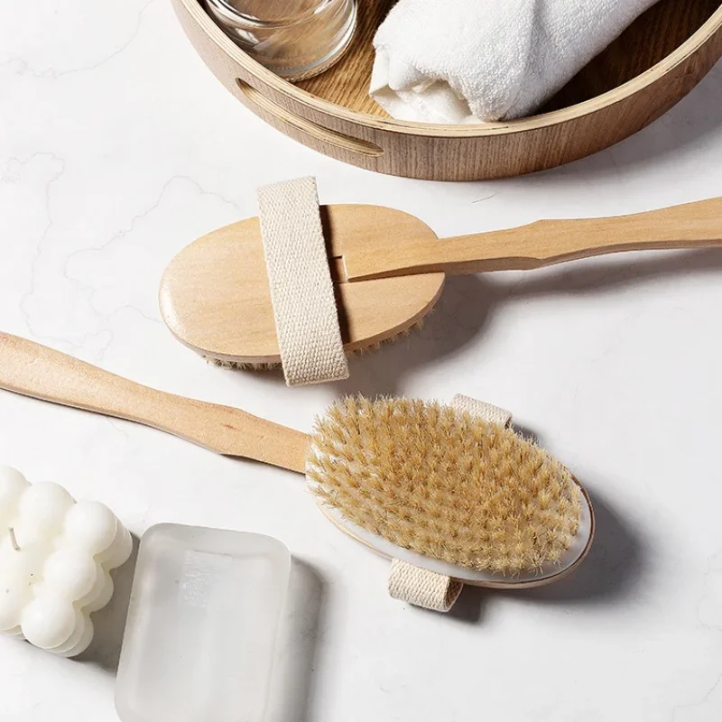 1Pc Wooden Detachable Long Handle Shower Body Brush Bathroom Wash Brushes Bathing Massager Back Exfoliating Brush Bath Tools 5