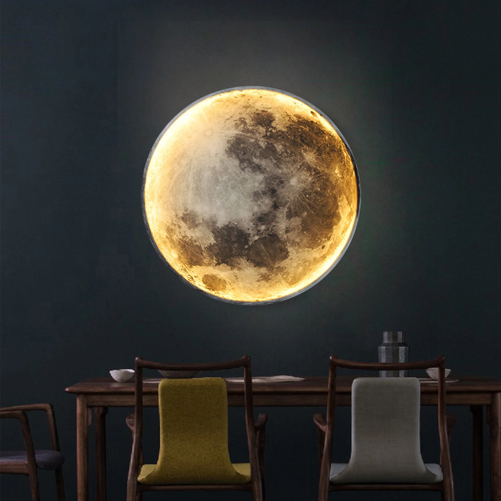 

Led Ceiling Lamp Moon,Moon Wall Lamp Dimmable,3D Printing Ceiling Lamp with Remote Control Night Light Mode