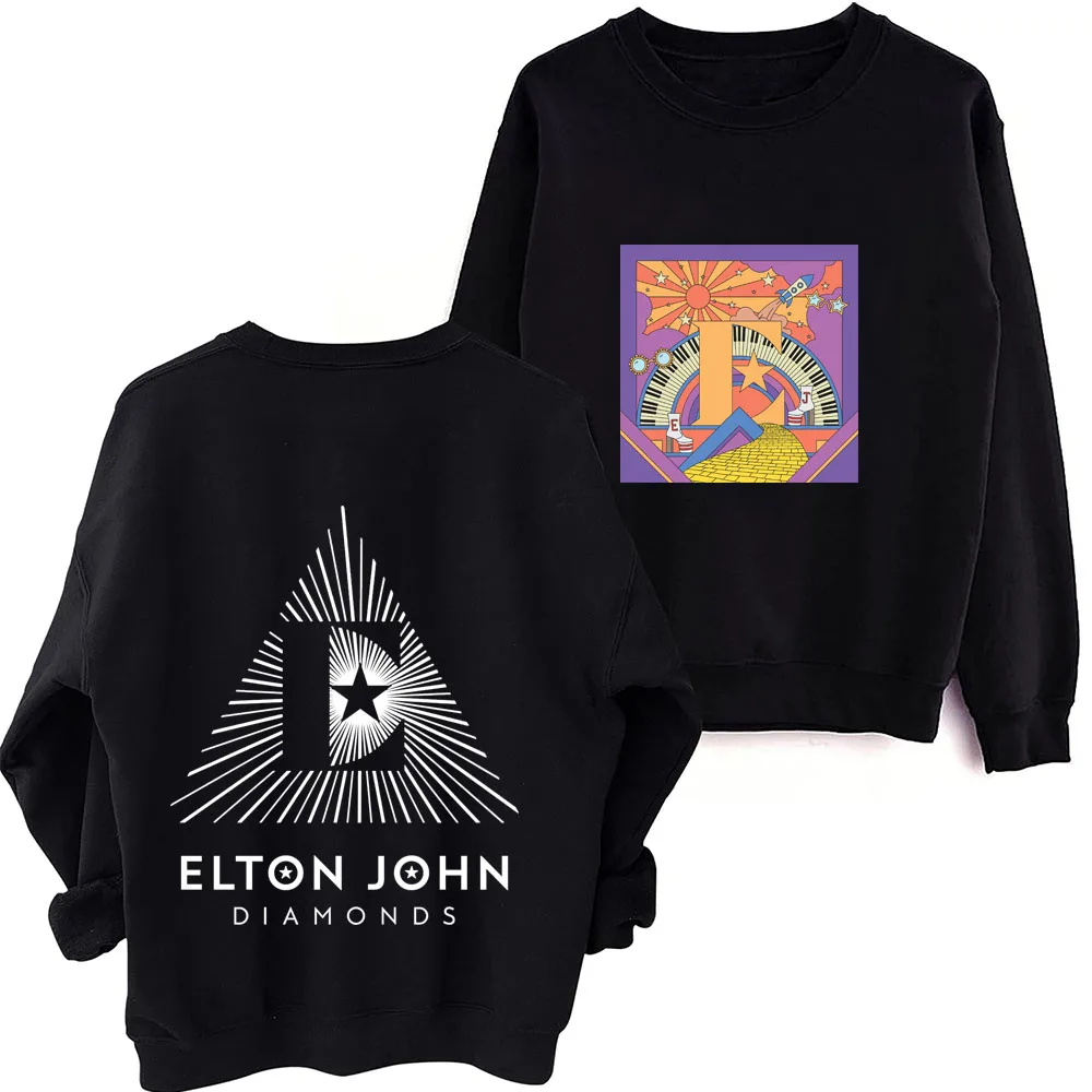 

2024 Diamonds Elton John O-Neck Long Sleeve Spring and Autumn Men Clothing Hoodies Women Printing Sweatshirts Regular