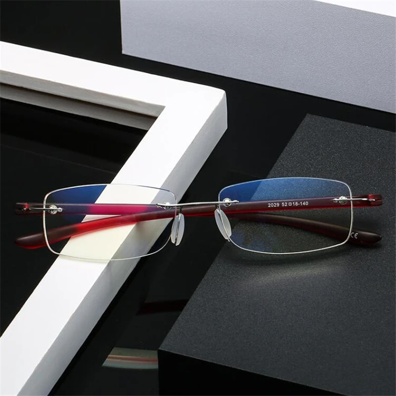 Semi-Rimless Anti Blue Rays Square Hyperopia Eyeglasses Women Men TR90 Magnifier Glasses For The Elderly  +75 +100 +125 To +400 5