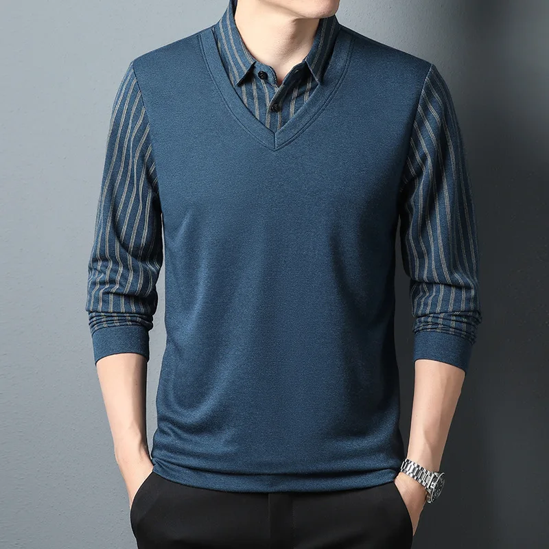 

Spring and Autumn Men's Business Light Luxury Leisure Iron-Free Long Sleeve Wholesale Cross-Border