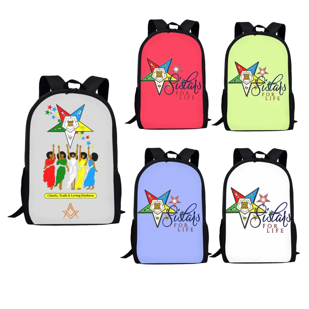 

OES Style Order Of The Eastern Star Emblem School Bag Simple High School Knapsack Personalized Bookbags for Teenagers Mochila