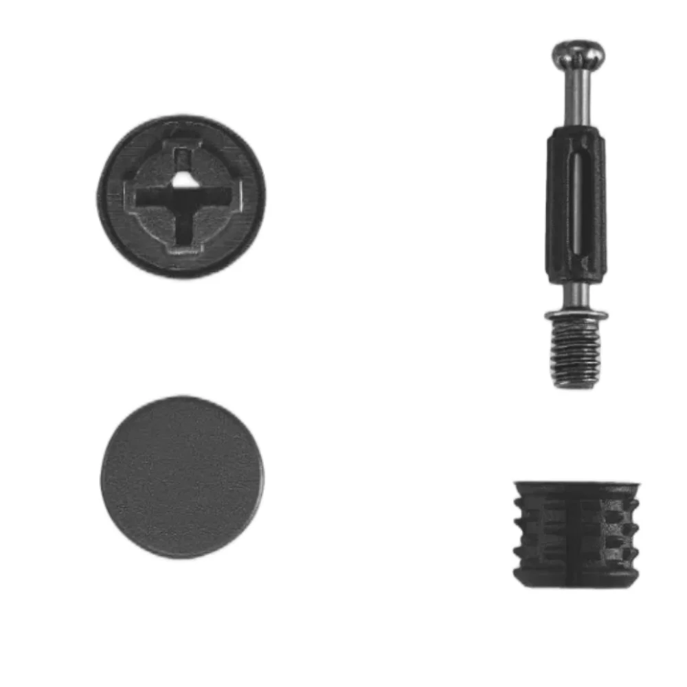 Three-In-One Eccentric Wheel Furniture Side Connectors Cam Fitting Dowel Set Screw Pre-inserted Nut Dowels Connecting Assembly furniture alignment connectors