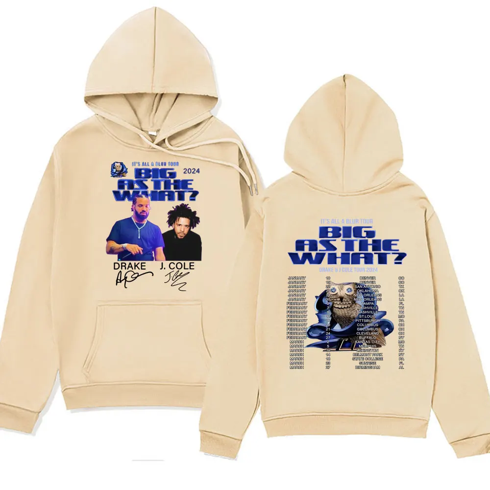 Rapper Drake J Cole Big As The What Tour Graphic Hoodies Men's Hip Hop Drake J Cole Vintage Hooded Sweatshirts Fashion Hoodie