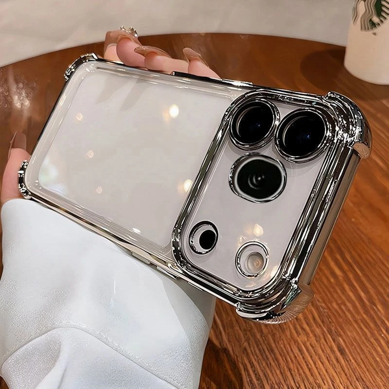 Stylish Electroplated Frame Transparent Skin-Friendly TPU Shockproof Case
