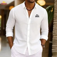LONSDALE nouvelle chemise décontractée imprimée pour homme, chemise Henry légère à manches longues en pur coton, chemise en lin, col respirant Hawa 4