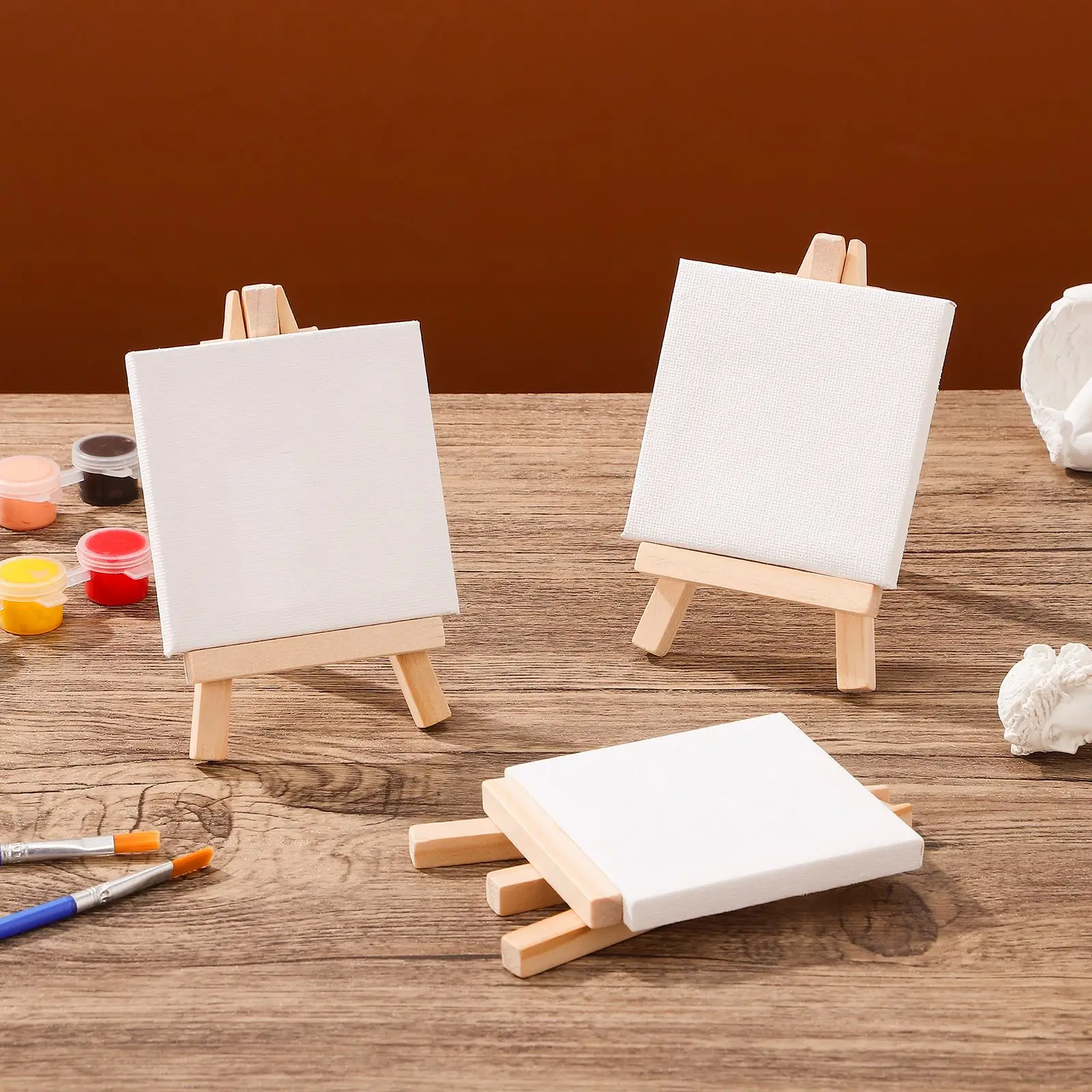 6/12 Sets of Mini Stretched Artist Canvas Art Board White Blank Art Boards Wooden Oil Paint Artwork painting Board NEW
