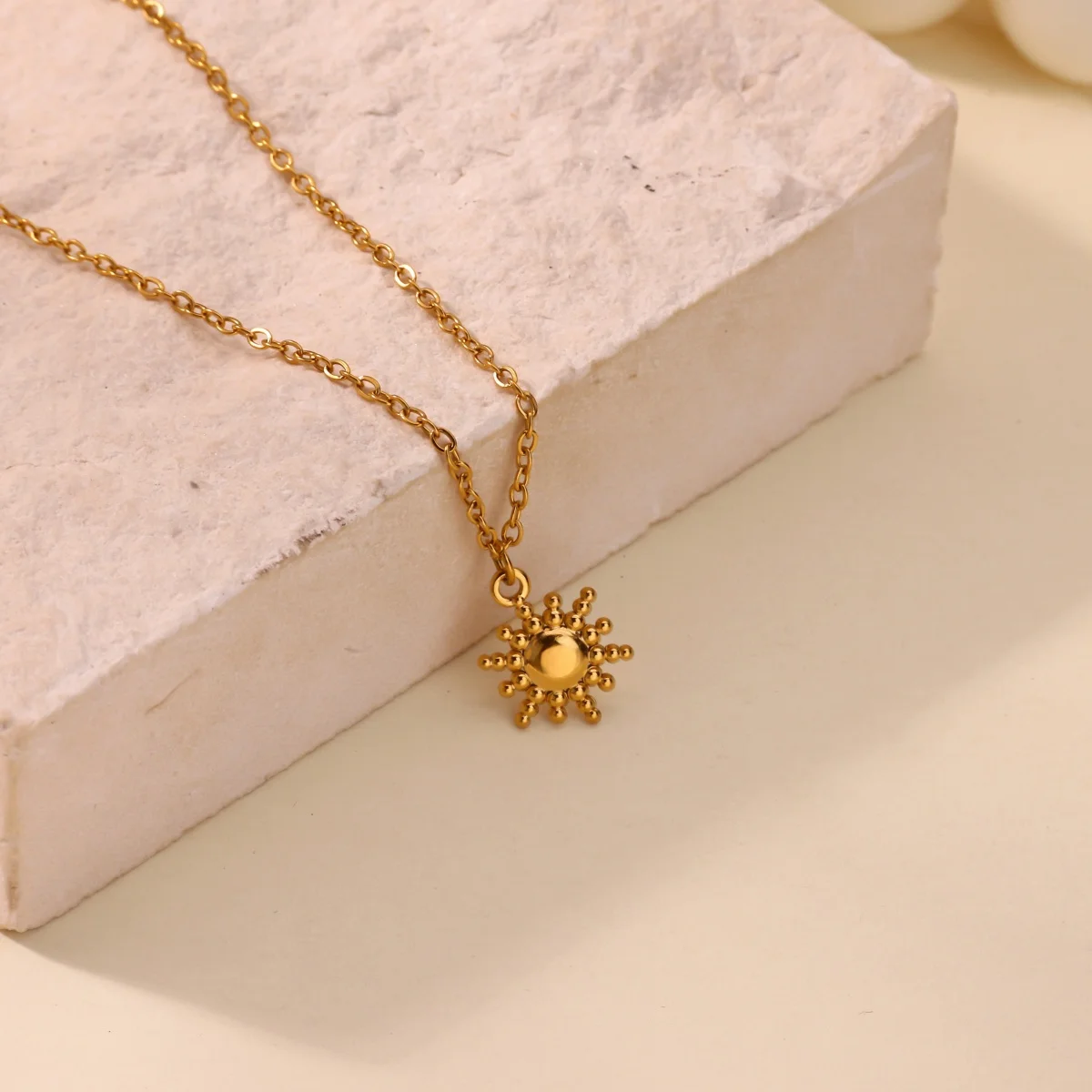 Stainless Steel Geometric Sun Necklace For Women