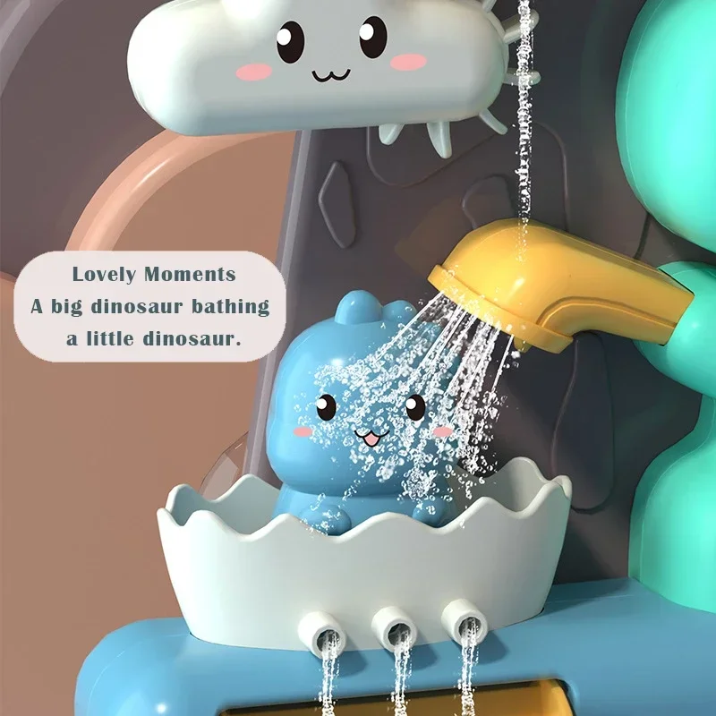 Baby Bath Toys for Age 1 2 3 Year Old Cartoon Dinosaur Shower Spray Toy Bathroom Play Water Suction Cup Spinner Toys for Kids