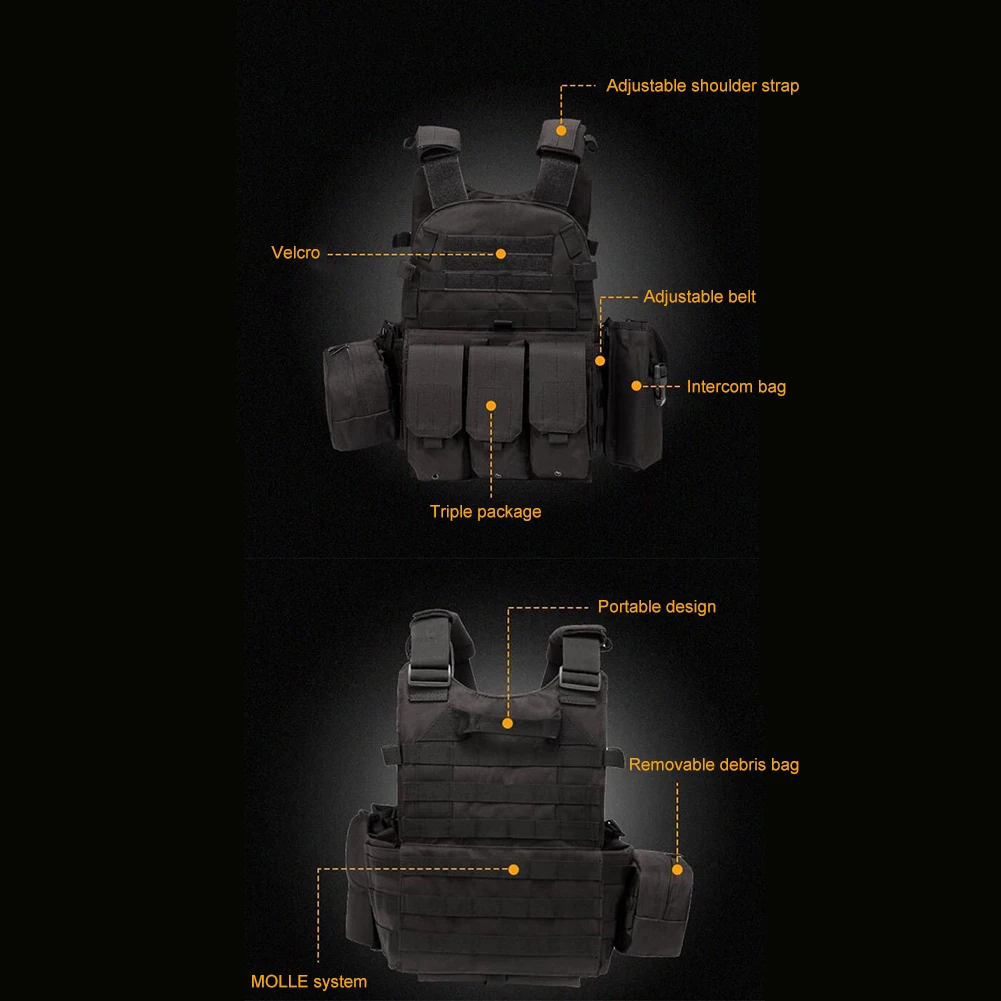 Nylon 600D Tactical Vest MOLLE Camo Military Army Combat Body Armor Airsoft Hunting Carrier for CS Game Equipment