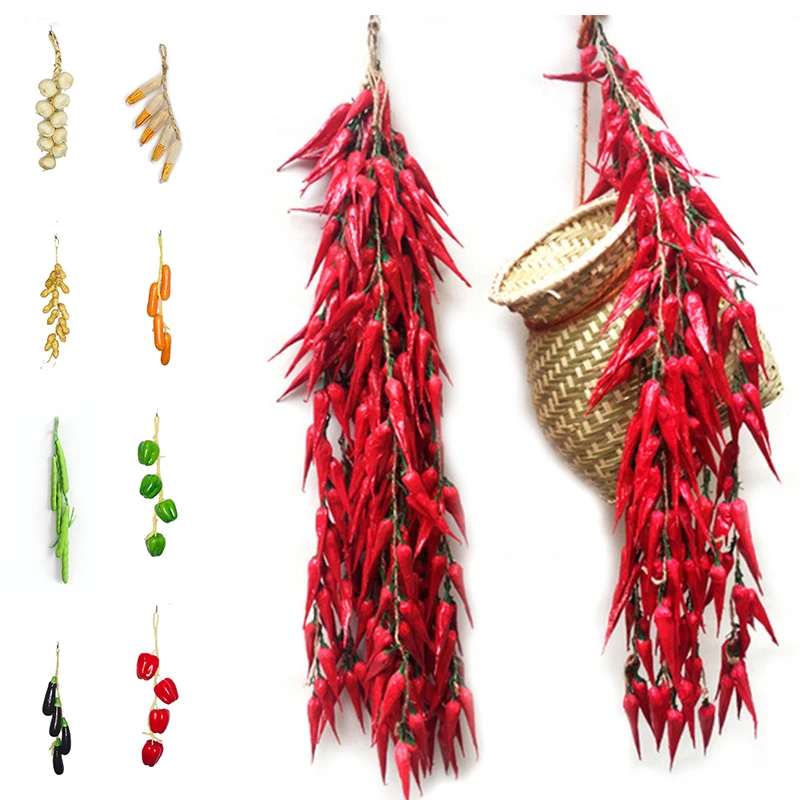 Vegetable Ornaments Artificial Vegetables Fake Chili Garlic Corn Eggplant Photography Farmhouse Restaurant Wall Hangings Decor Photography Props