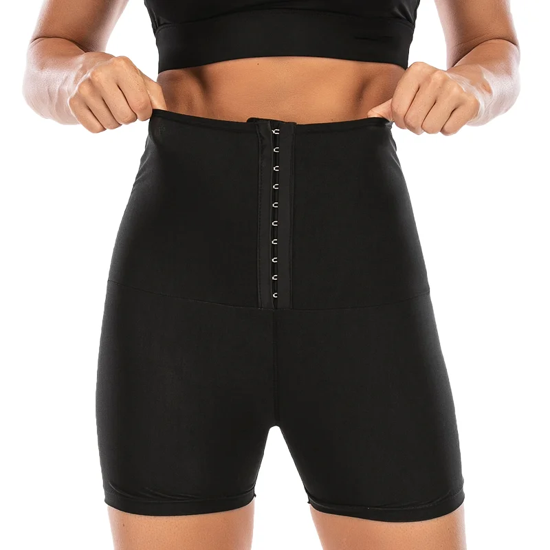 Hot Sweat Pants Sauna Effect Slimming Shapewear Women Buckle Hip Lifter High Waist Tight Shorts Fiess Gym Body Shaper_voghion.com