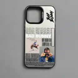 Vibrant Multicolor Matte Laser Metallic Aurora Phone Case Featuring B - Bad Bunny Art - iPhone 15 Pro Max (Z1)