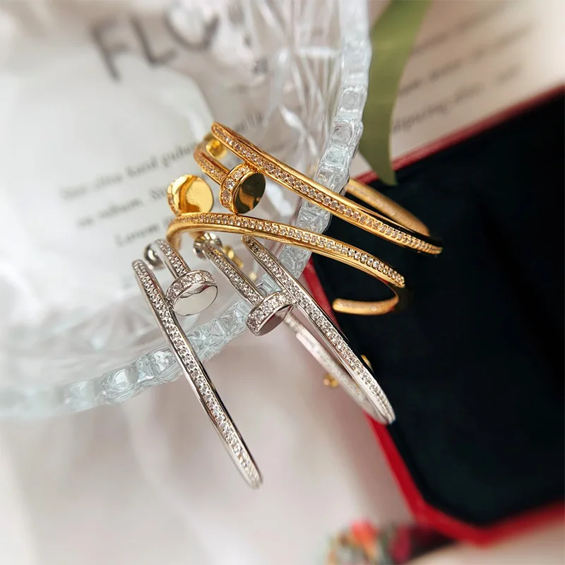 Fashion curved nail large ring nail irregular geometric glitter set zircon earring bracelet