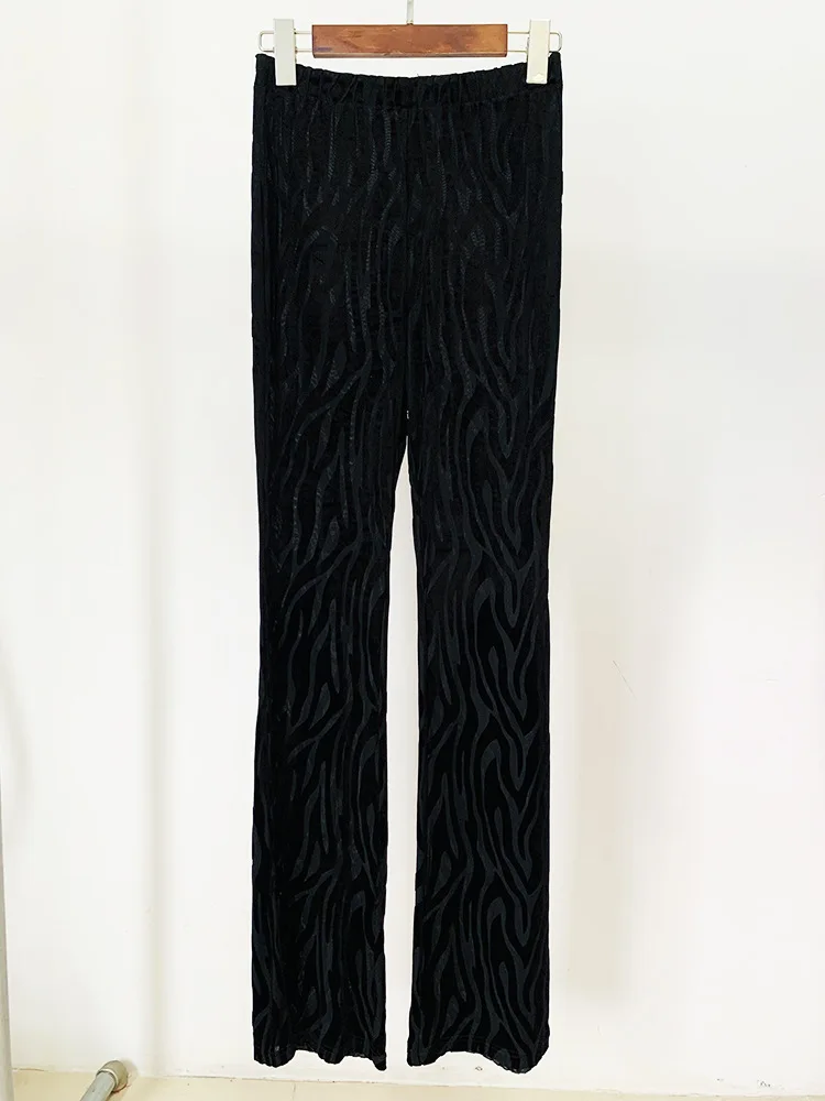 Stylish Sexy Woman Set Mesh See Through Stripe T-Shirt Top And Bodycon Flare Pants 2 Pieces High Street Wear Club Party Outfit