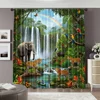 2pcs, spring summer Curtains Rainforest Adventure Wind Semi-Sheer Curtains Polyester Woven Decorations Outdoor for Bedroom, 2