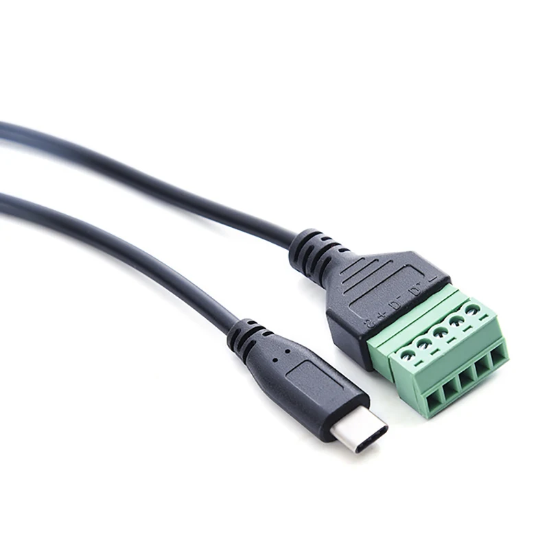 USB Type-C Male Screw Terminal Block Connector Solderless Pluggable 5Pin Block Extension Cord Transfer Data Charging Cable electrical wire connector