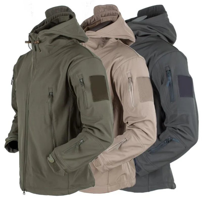 

Tactical Jacket Men Military Combat Soft Shell Army Jackets Techwear Windproof Waterproof Breathable Fleece Thermal Hooded Coats