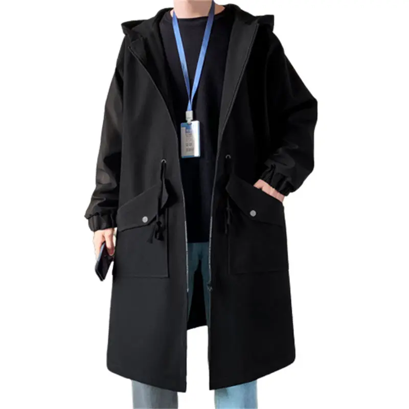 

VERSMA British Style Long Military Jacket Coat Men Overcoat Hooded German Trench Coat Long Windbreaker Male Outwear Dropshipping