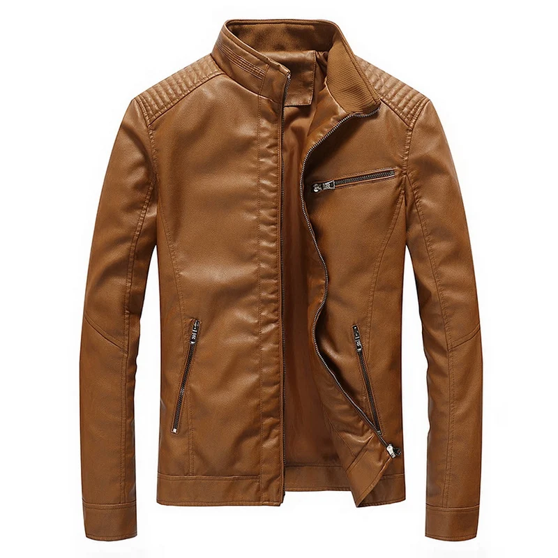 Spring Men's Brown Leather Jacket Men Autumn Faux Leather Coat Mens Biker Clothing Women's Motorcycle Jackets Man Clothes BM327 pilot leather jacket