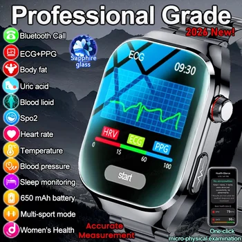 Nuovo Smartwatch 2026 con Diagnosi AI per la Salute, Analisi Corporea, Acido Urico, Lipidi nel Sangue, ECG+PPG, Pressione Sanguigna, Chiamate, per Uomini e Donne
