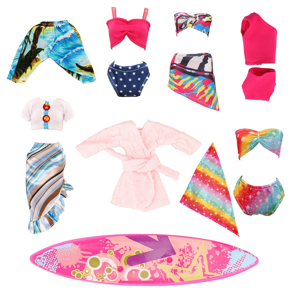 

Barwa Fashion 9 Pieces Doll Clothes=1 Top with Skirt+4 Split+1 Nightgown+1 Swimming Trunks+1 Skateboard+1 Sitting Circle
