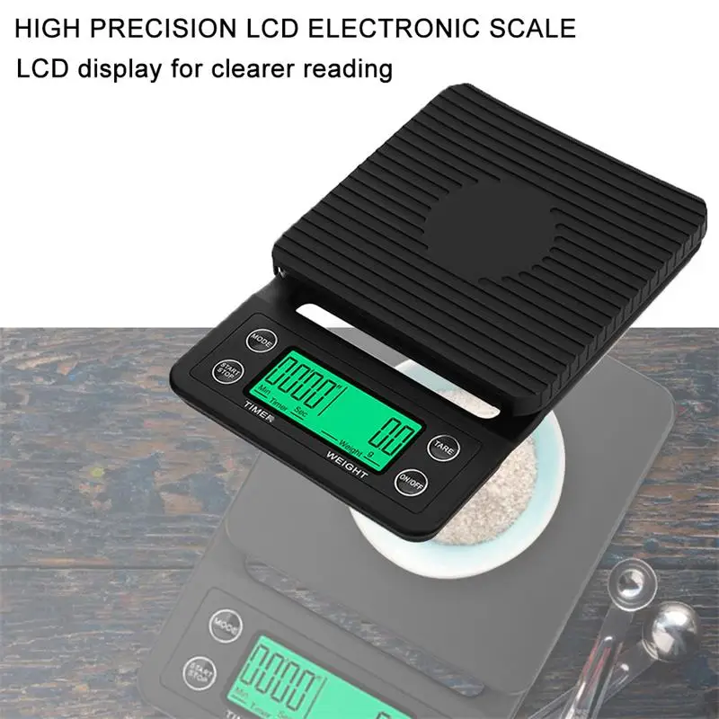 1pc Black Precision Coffee Dropping Scale 0.1g Coffee Dropping Scale With Timer Digital Kitchen Scale High Precision LCD Scale