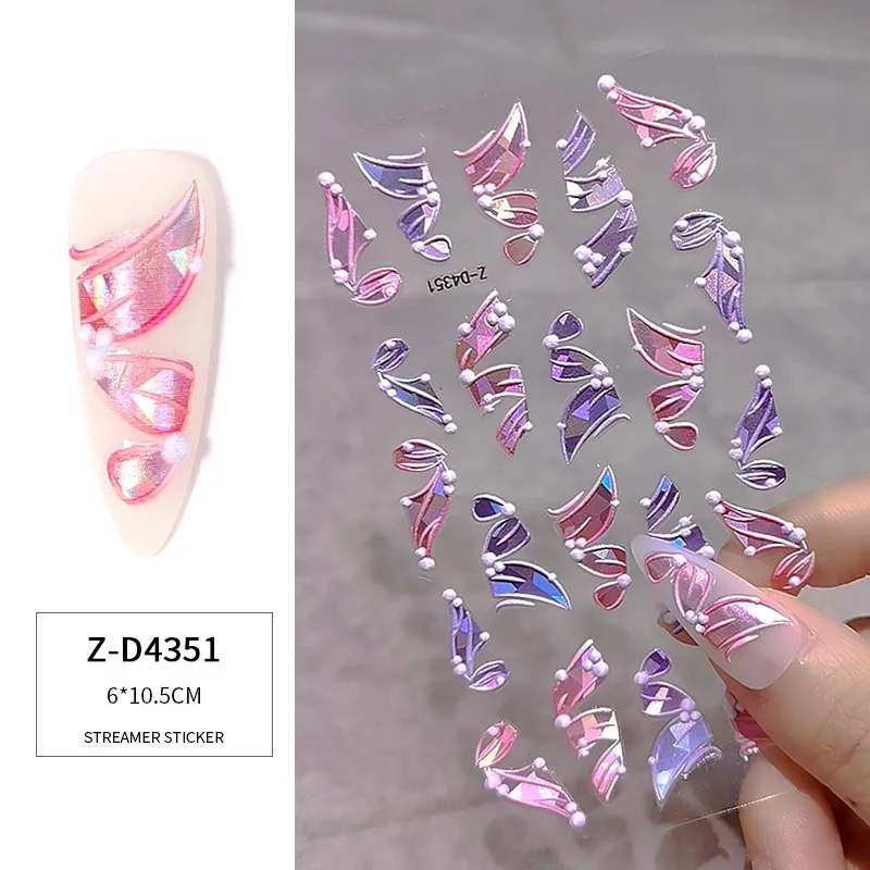 

5D Nail Stickers Acrylic Embossed Sliders Lace Ballet Ribbon Design Nail Decals Elegant Nail Art Decorations Manicure PJDTE-2L09