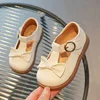 Girl Princess Shoes Cut-outs Children's Flats Black Beige Versatile Kids Fashion Causal Leather Shoes Solid Color Soft Bottom 5