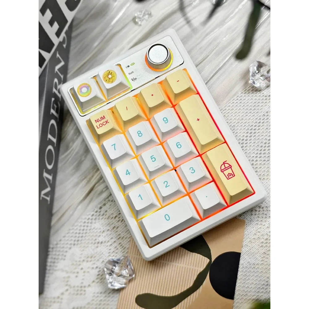 KEYCOOL K19 디지털 기계식 키보드, 19 키 노트북, 블루투스 숫자 노브 키패드, 개스킷 구조, 재무 회계 DIY