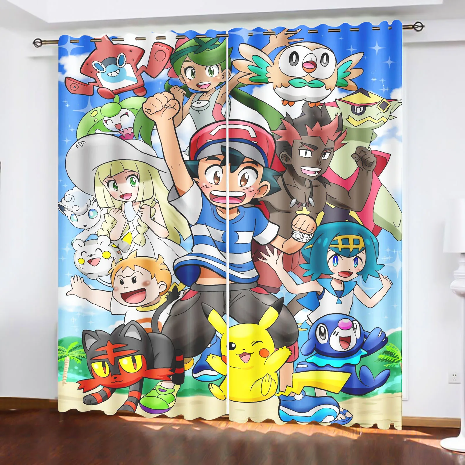 PokéMon Pikachu Printed Curtains For Living Room Bathroom Living Room Bedroom Blackout Curtains Drapes Dustproof Cartoon Cute 3