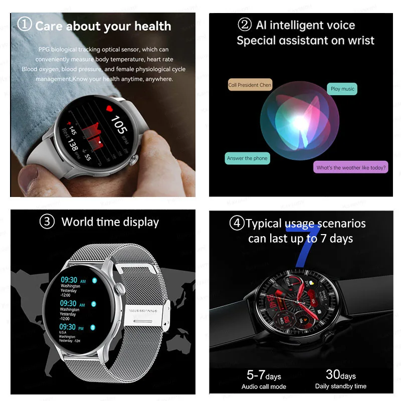 2023 Smartwatch  466*466 AMOLED 1.43 HD ȭ ׻ ÷ ð  ȭ IP68   Ʈ ġ 