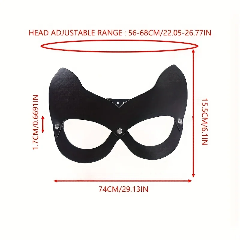 Goth PU Leder Kostüm Cosplay Halbe Gesichtsmaske Gummiband Schwarze Augenmaske Sexy Cosplay Masken Halloween Party Requisiten – Detail 4