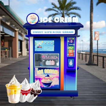 Distributore Automatico di Gelato Personalizzato Completamente Automatico per Attività Commerciali, Robot Distributore di Gelato Self-Service