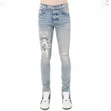 

Men Jeans Hombre High Quality Angel Print Jeans Hip Hop Jeans Autumn Graphic Jeans Mens Stretch Jeans Skinny High Street Stacked