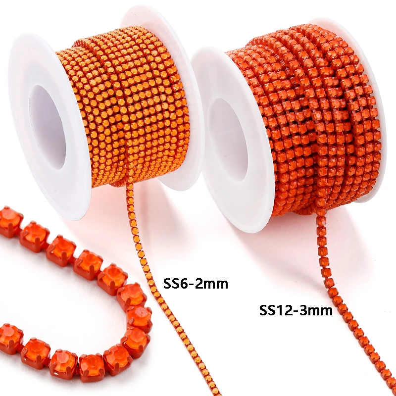 QIAO Neon Bunte 10 Yard/Rolle Strassbesatz Cup Chain Diamant Strass Dekorative Applikation Kristallbesätze für Kleider – Detail 6